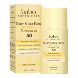 Daily Sheer Fluid SPF 50 Mineral Sunscreen on white background